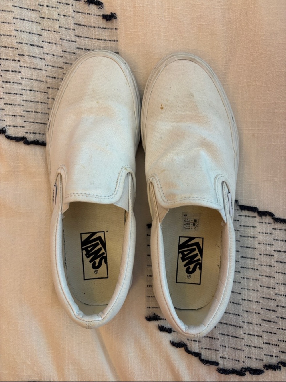 Vans Classic Slip-On Sneakers — White Canvas women’s size 8